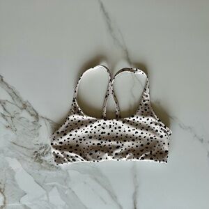 Vuori Cream and Black Spotted Sports Bra